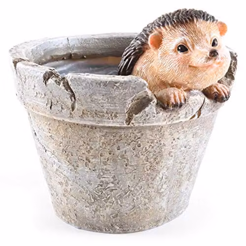 mysmartbuy Hedgehog Design Polyresin Garden Planter in Grey, H15 cm x W15.5 cm – 4