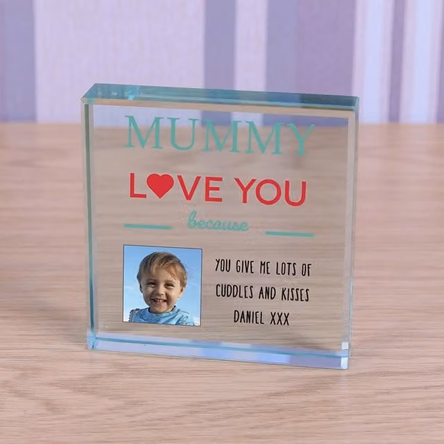 Uniqueful Personalised Love You Because Glass Token for Mum in Transparent and Beige