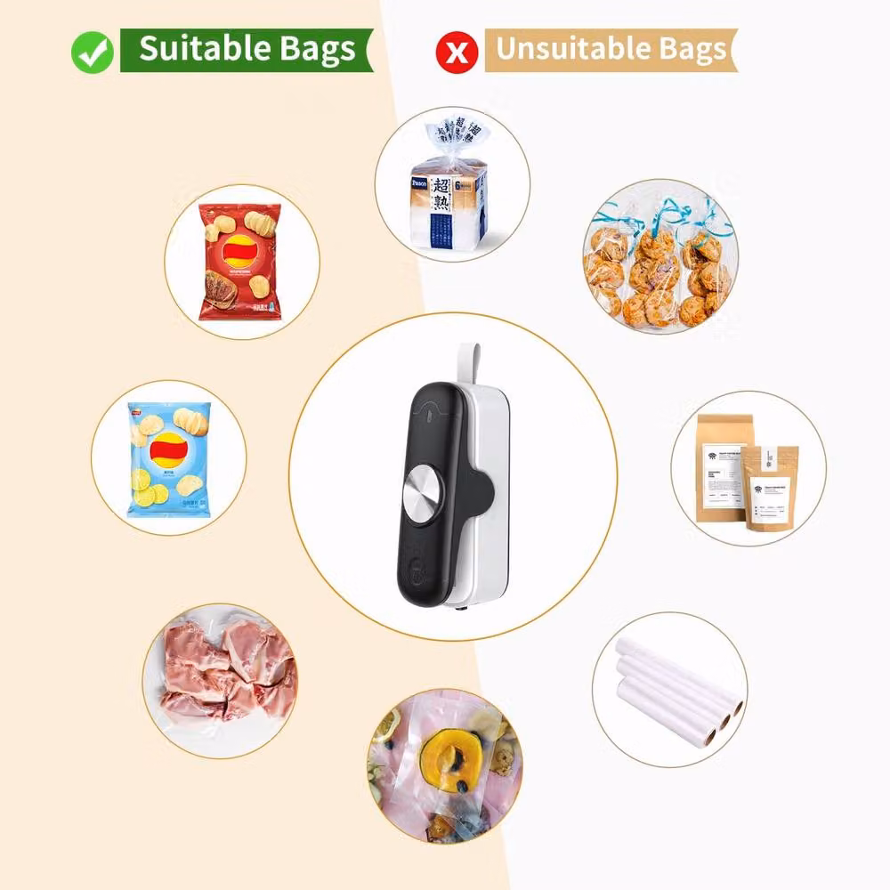 Xample 2 in 1 Handheld Mini Bag Food Heat Sealer and Vacuum Sealer in Black – 4