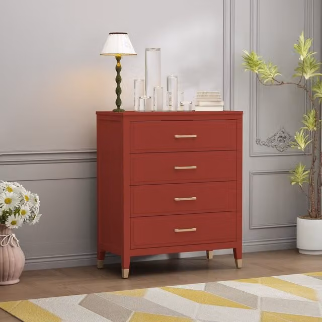 Cabinet Bits Palazzi 4 Drawer Chest in Red