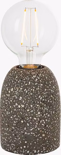 Perch & Parrow Spiro Table Lamp in Black and Grey Terrazzo Stone with Transparent Glass