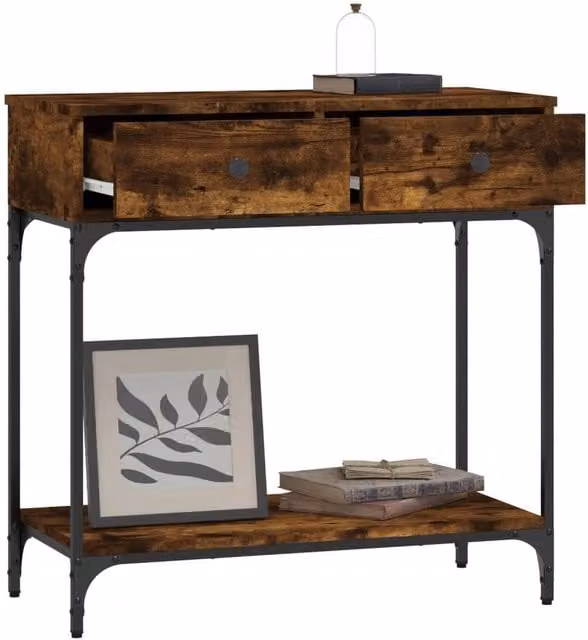 Berkfield Home Decorative Console Table in Smoked Oak Brown, W/D/H: 75 x 34.5 x 75 cm