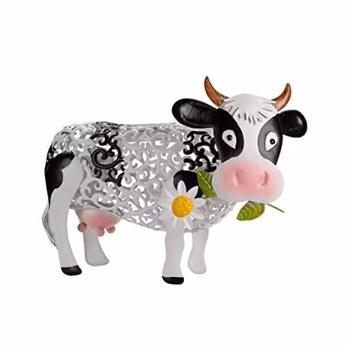 Garden Greatness Daisy Cow Silhouette Solar Garden Light in White and Multicolour – 1