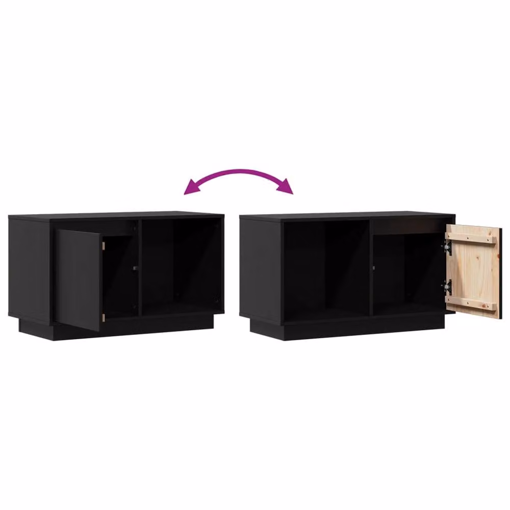 Berkfield Home Black Solid Wood Pine TV Cabinet W/D/H: 74 x 35 x 44 cm – 5