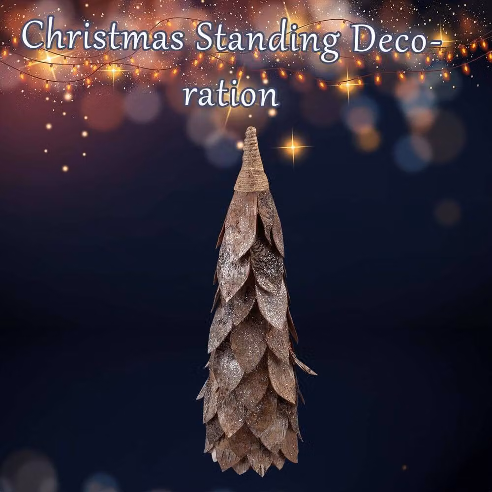 VFM e-Store Christmas Wood Cone Decoration, Brown, H 48 cm x W 20 cm – 3