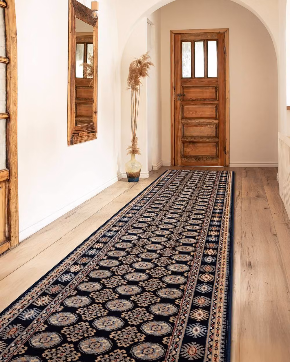 RugsX Blue Wool Oriental Boho Square Rug, W/D/H: 100 x 100 x 1 cm – 3