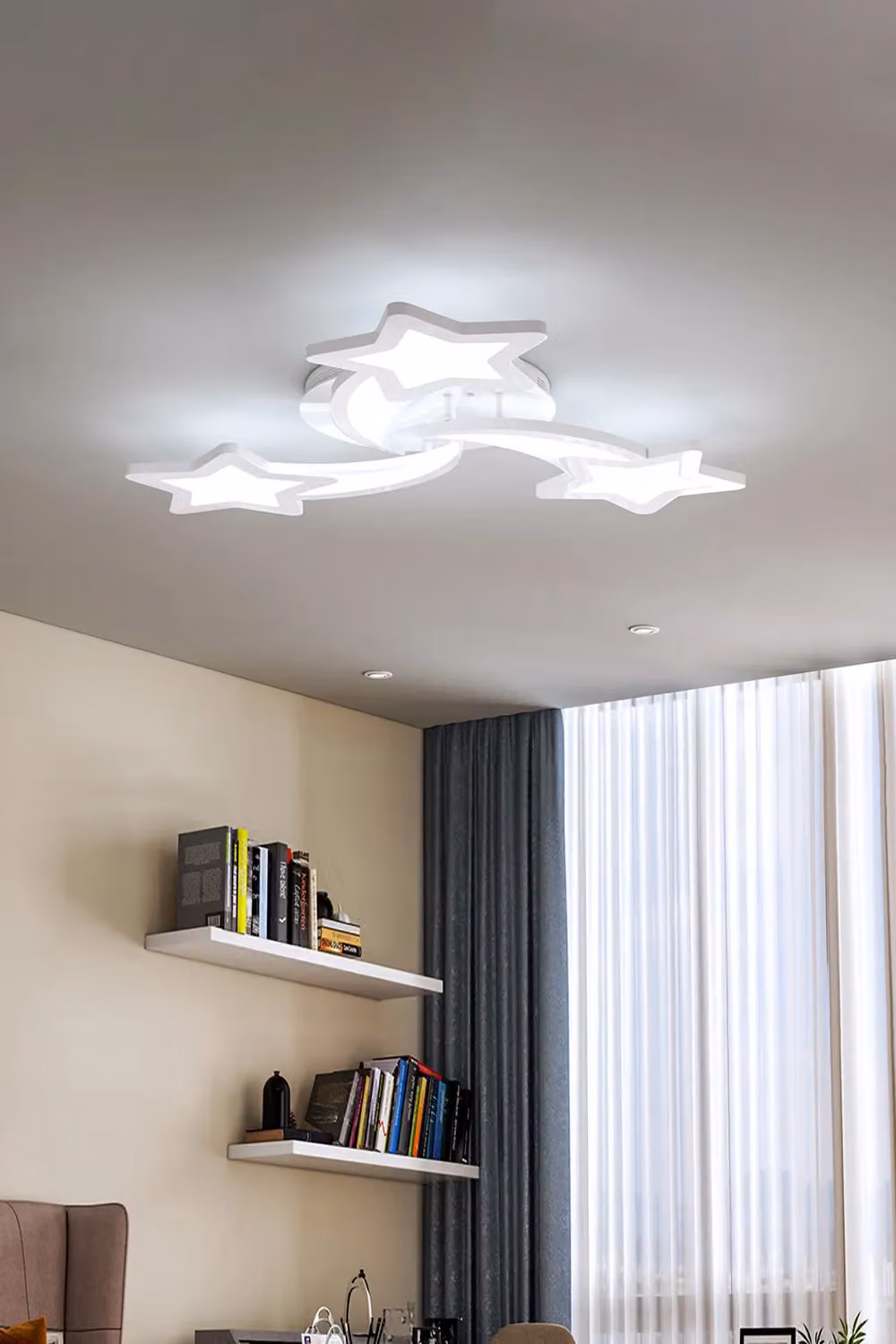 Living and Home Stars 3-Light Modern Star LED Ceiling Light in White with Cool White Light – 2