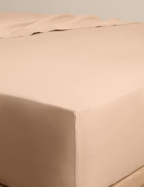 M&S Egyptian Cotton 230 Thread Count StayPut Fitted Sheet, Beige, W: 140 cm, L: 200 cm