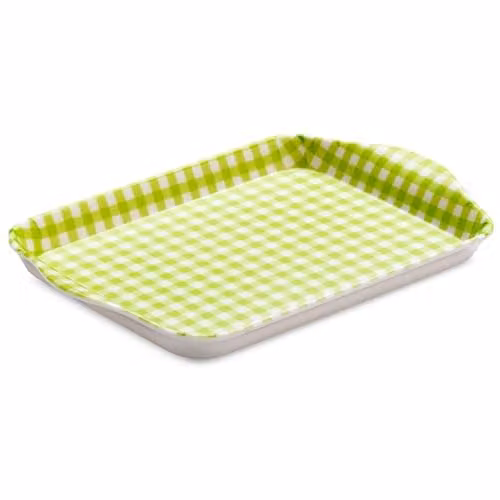 Zeal Mini Melamine Rectangular Serving Tray with Handles, Green, W: 18 cm x D: 14 cm x H: 2 cm