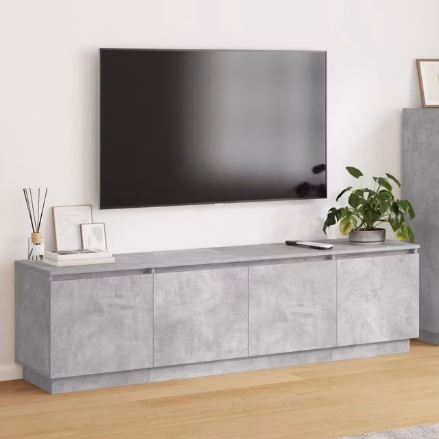 Berkfield Home Modern TV Cabinet with Integrated LED Lighting in Concrete Grey, W/D/H: 180 x 38 x 49 cm