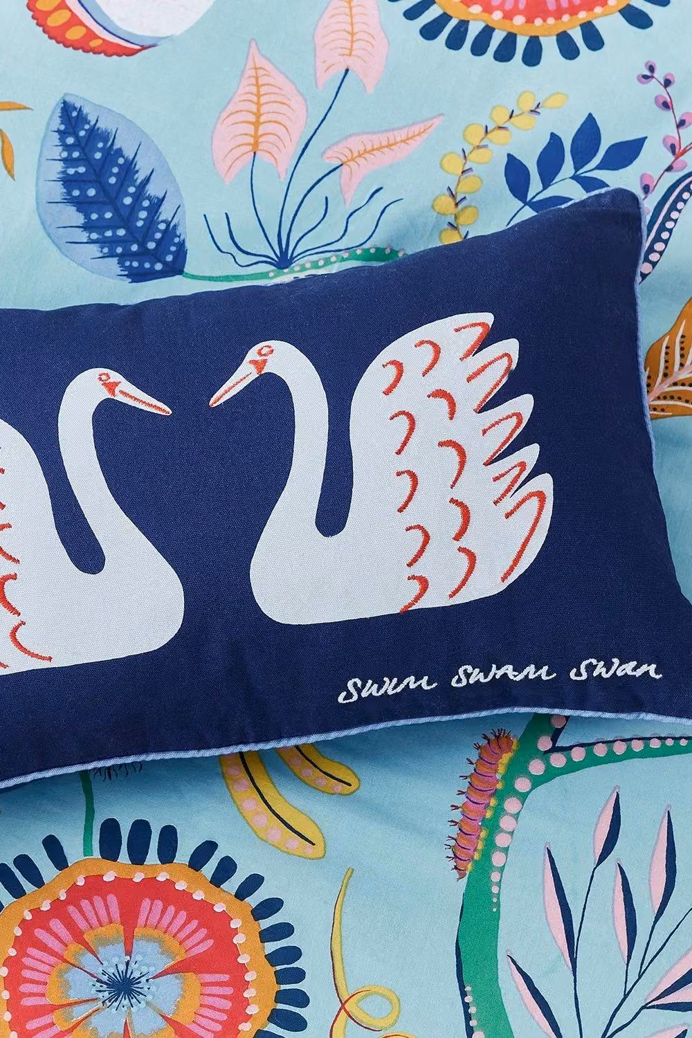 Scion Jackfruit & The Beanstalk Cotton Cushion in Blue, W: 50 cm, H: 30 cm – 2