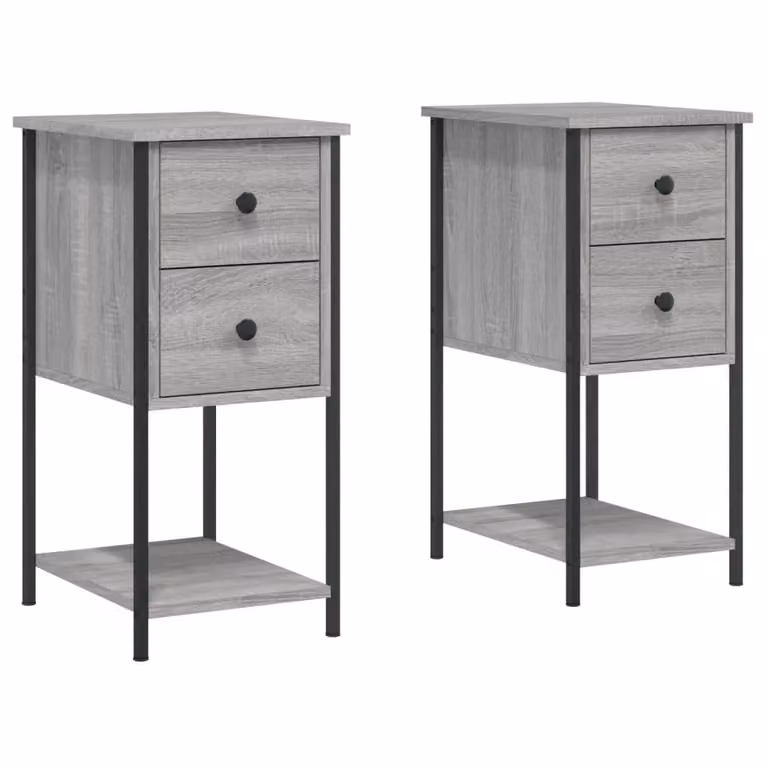 Berkfield Home Set of 2 Grey Sonoma Bedside Cabinets, W/D/H: 32 x 42 x 70 cm