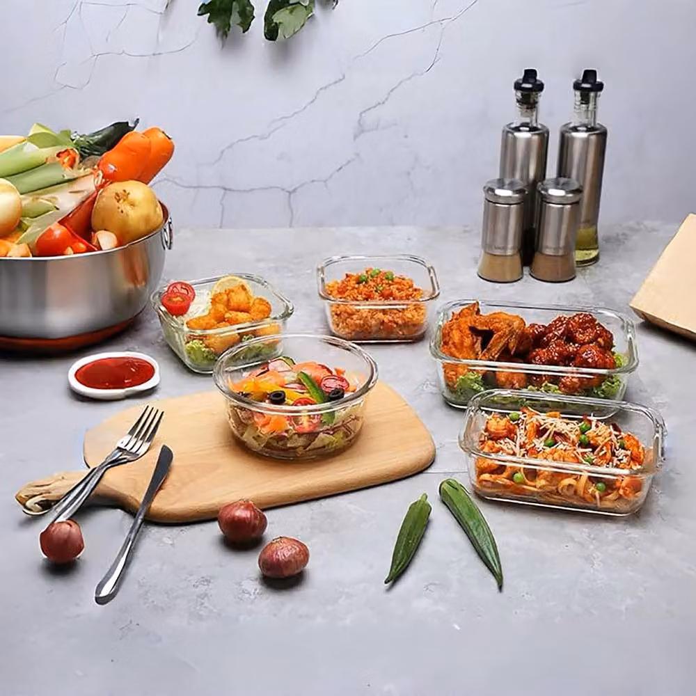 Simpa 12 Pack Airtight and Leakproof Glass Meal Prep Food Storage Containers in Transparent Assorted Sizes – 12