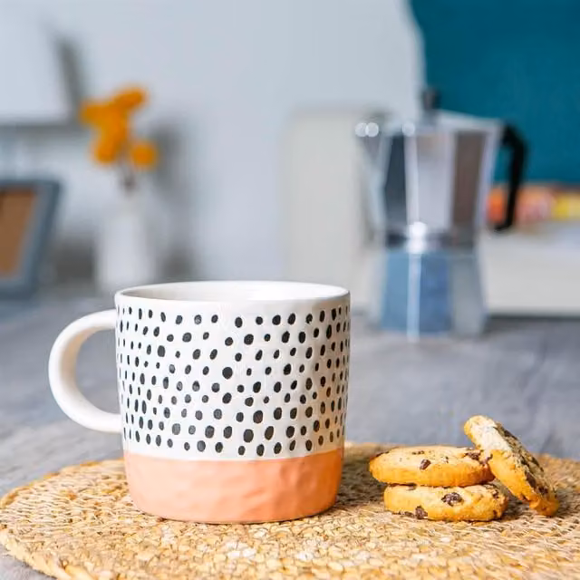 Nicola Spring Dotted Stoneware Coffee Mug, Pink, 385ml