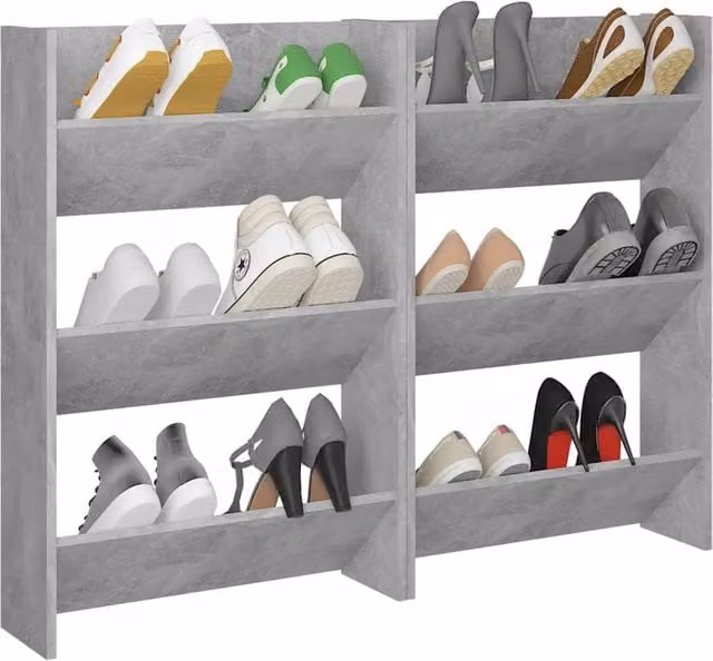 Berkfield Home Wall Mounted Shoe Cabinets, 2 Piece Set, Concrete Grey, W: 60 cm, D: 18 cm, H: 90 cm – 1
