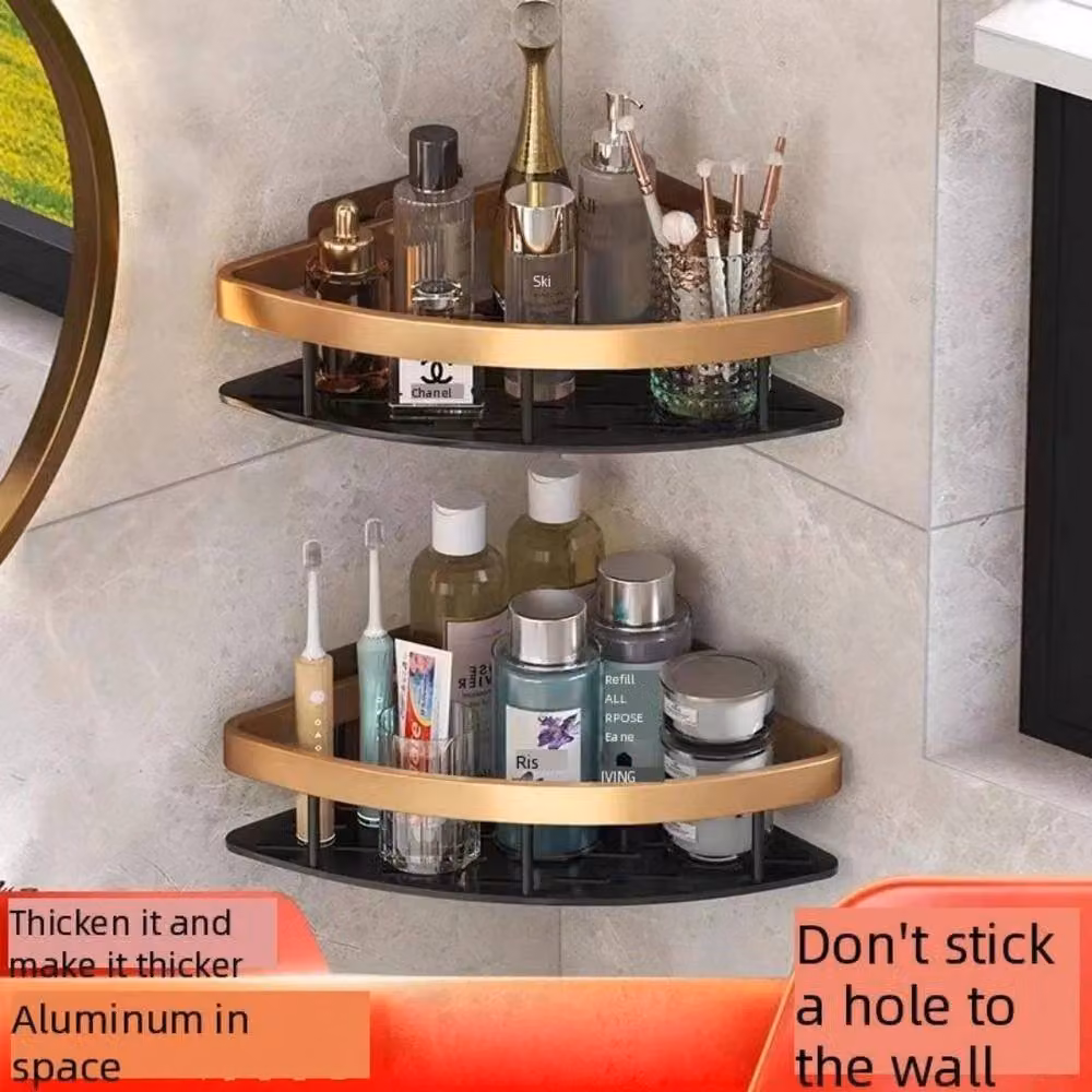 Havendro 4-Piece Self-Adhesive Stainless Steel Corner Shower Caddy Set in Black – 3