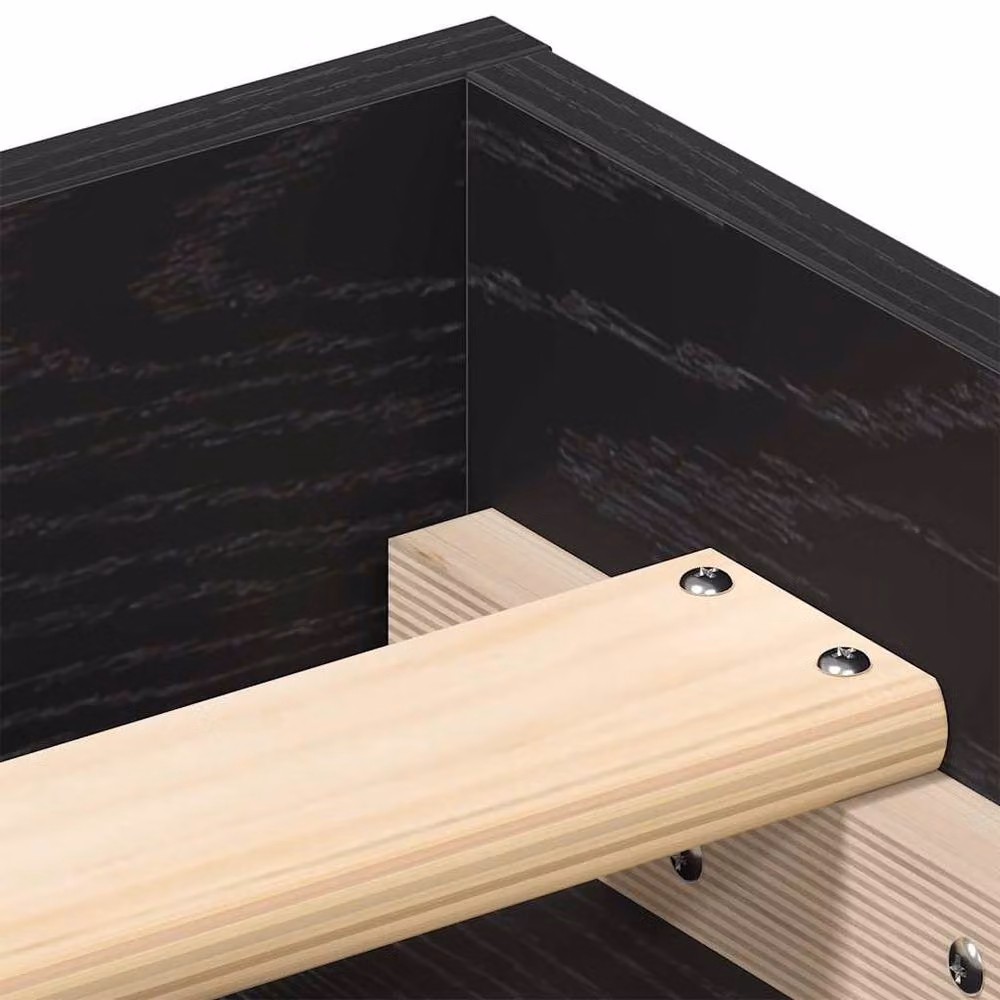 Berkfield Home Black Oak Bed Frame with Side Compartments, W/D/H: 100 x 200 x 35 cm – 5