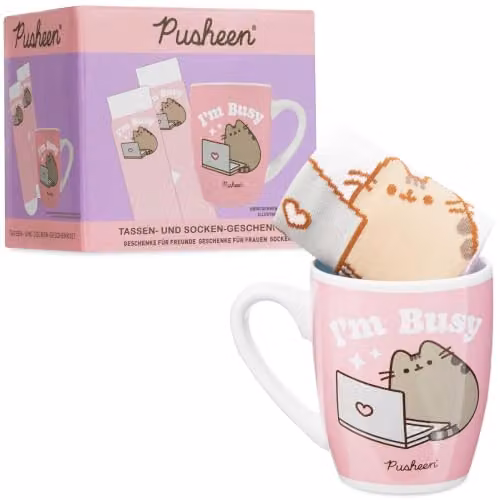 Get Trend Pusheen Pink Ceramic Mug and Calf Socks Set, 315ml – 1