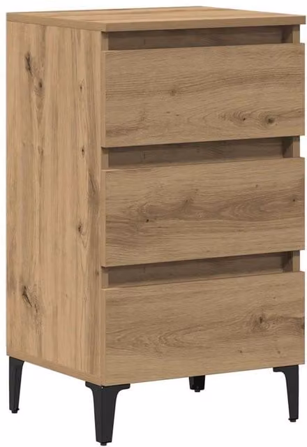 Berkfield Home Bed Cabinet in Artisan Oak and Brown with Metal Legs, W/D/H: 40 x 35 x 69 cm – 1