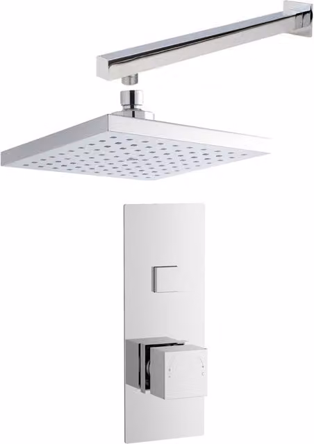 Balterley Concealed Square Push Button 1 Outlet Valve Arm Head in Silver