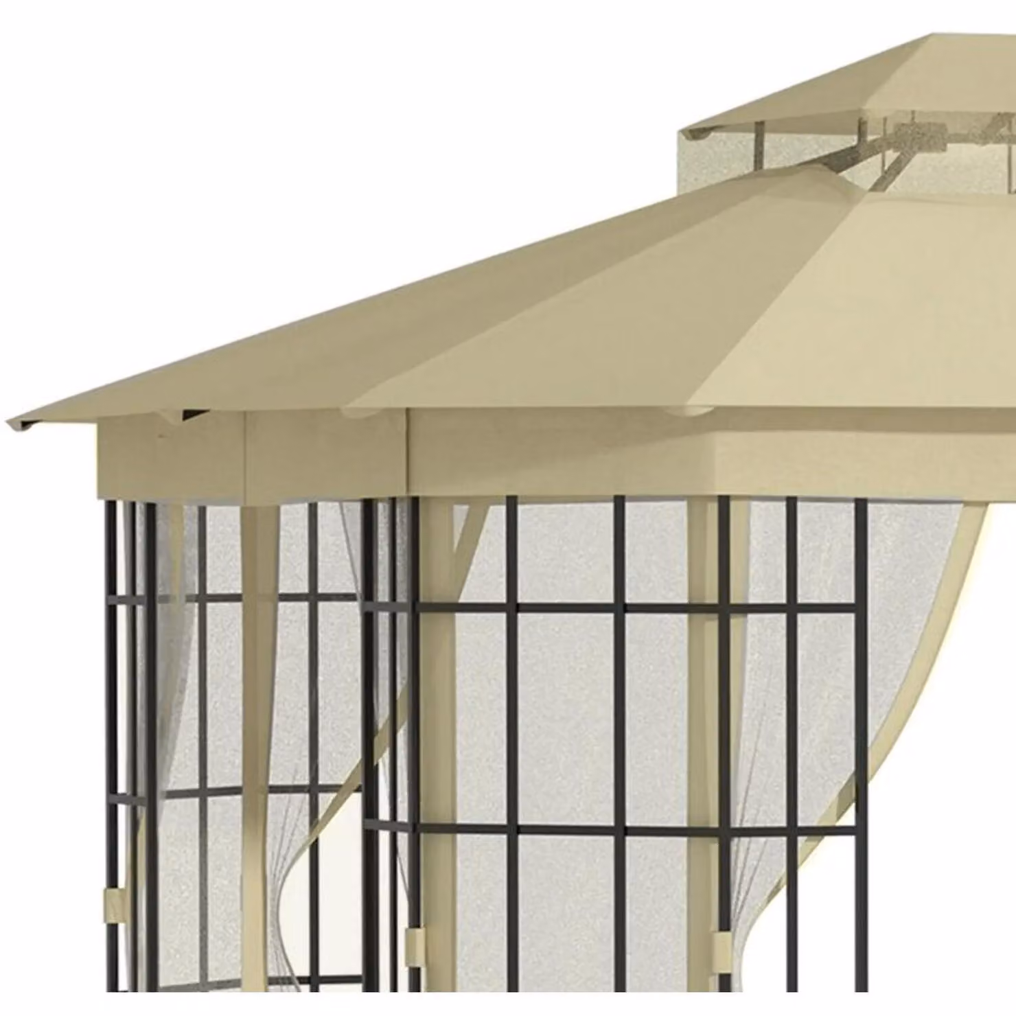 Chilli Seating Beige Patio Gazebo Canopy Garden Tent Shelter W: 3.7 m, D: 3 m – 2