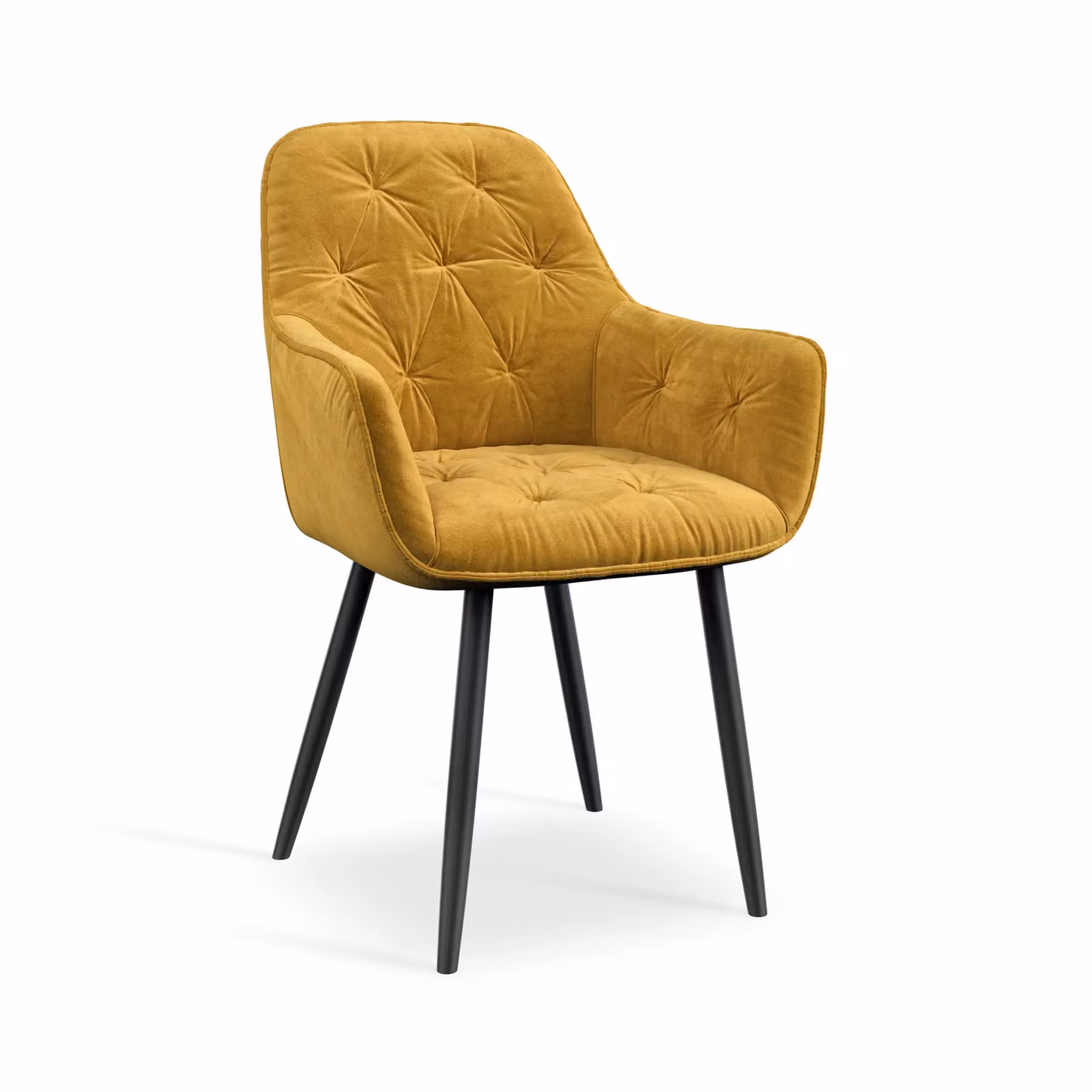 More4Homes Aria Dining Table and Anika Velvet Dining Chair Set, Black Table with 4 Mustard Yellow Chairs, W/D/H: 160 x 80 x 76 cm – 3
