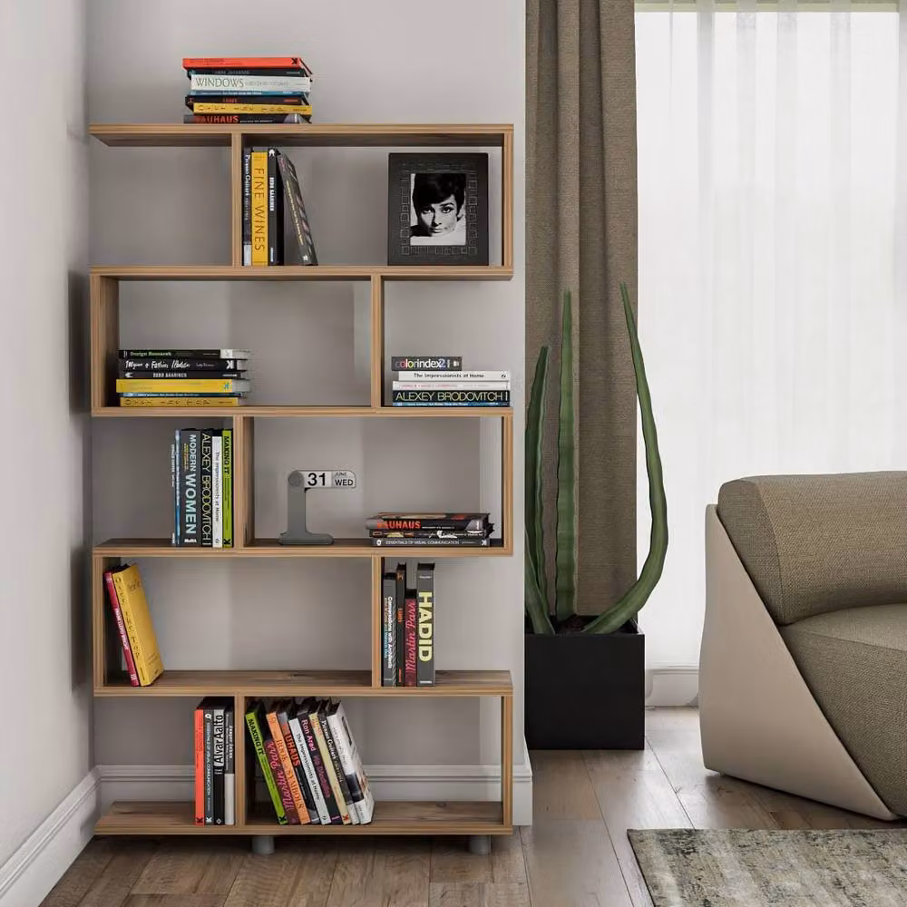 Calicosy ELIF 11-Shelf Wall Mounted Shelving Unit, Brown, W/D/H: 90 x 20 x 156 cm – 3