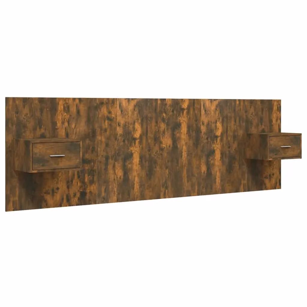 Berkfield Home Bed Headboard with Integrated Nightstand Cabinets in Smoked Oak Brown – 2