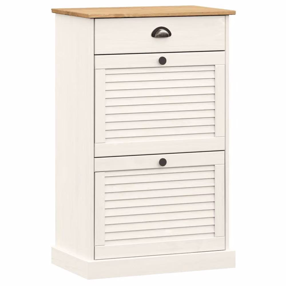 Berkfield Home VIGO Shoe Cabinet in White Solid Waxed Pine, W/D/H: 60 x 35 x 96 cm – 3