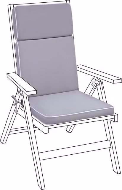 Gardenista Grey High Back Outdoor Garden Chair Seat Pad with Water Repellent Polyester Foam Cushion