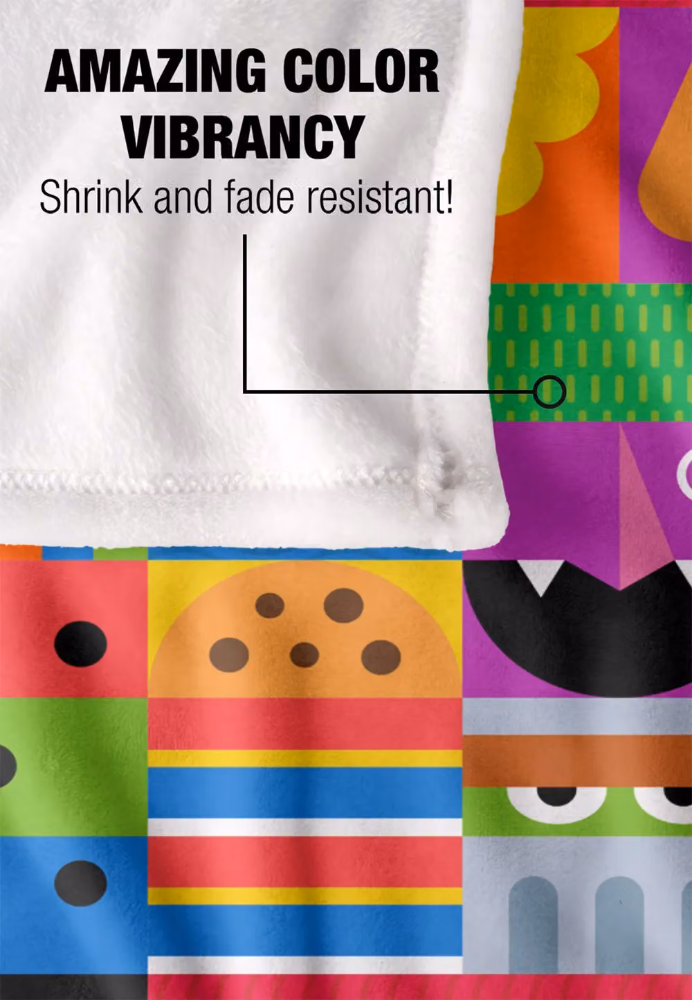 Sesame Street Squares Silky Touch Super Soft Fluffy Throw Blanket, White and Multicolour, W: 152 cm, D: 127 cm – 4