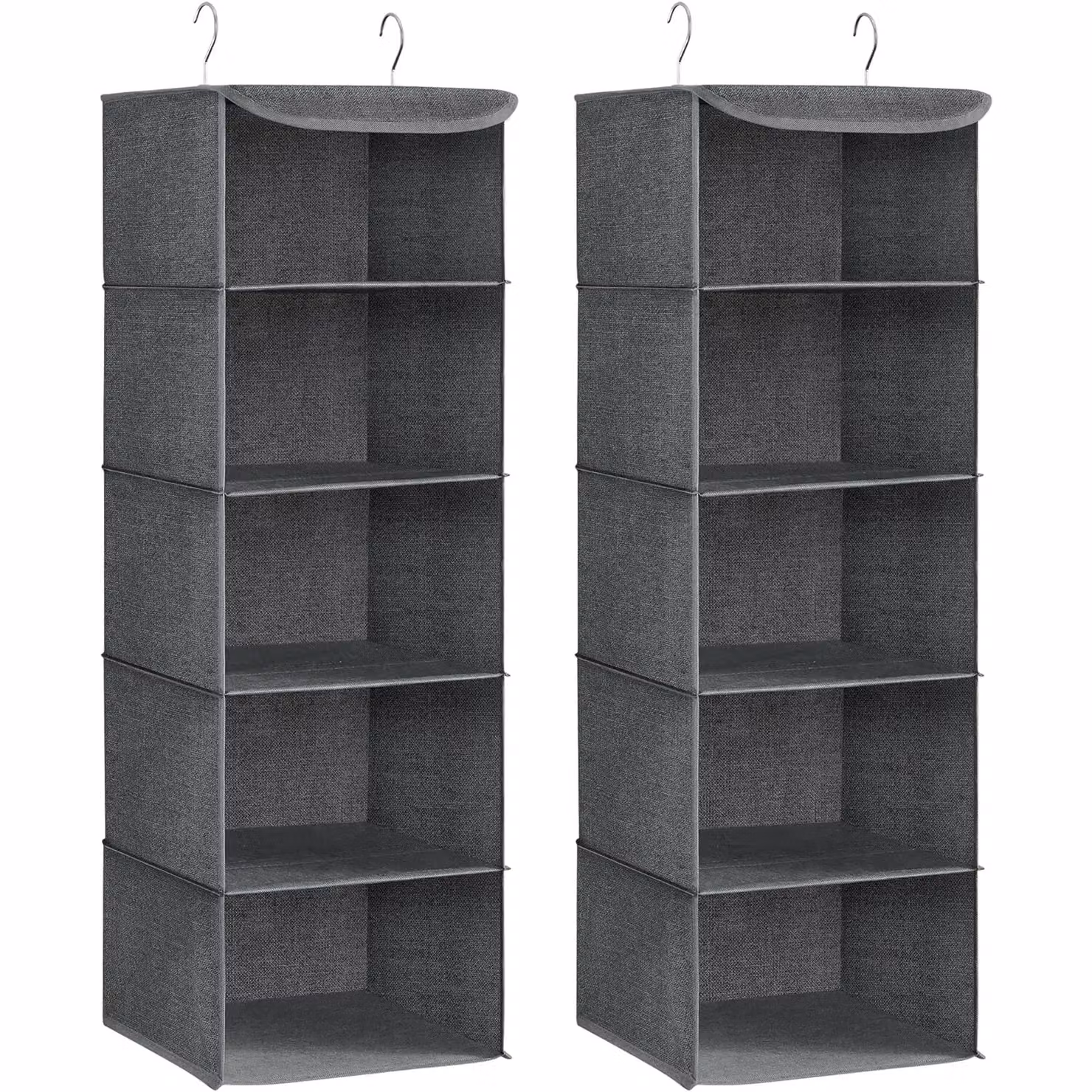 SONGMICS Set of 2 Foldable Hanging Wardrobe Clothes Organisers in Grey – 5