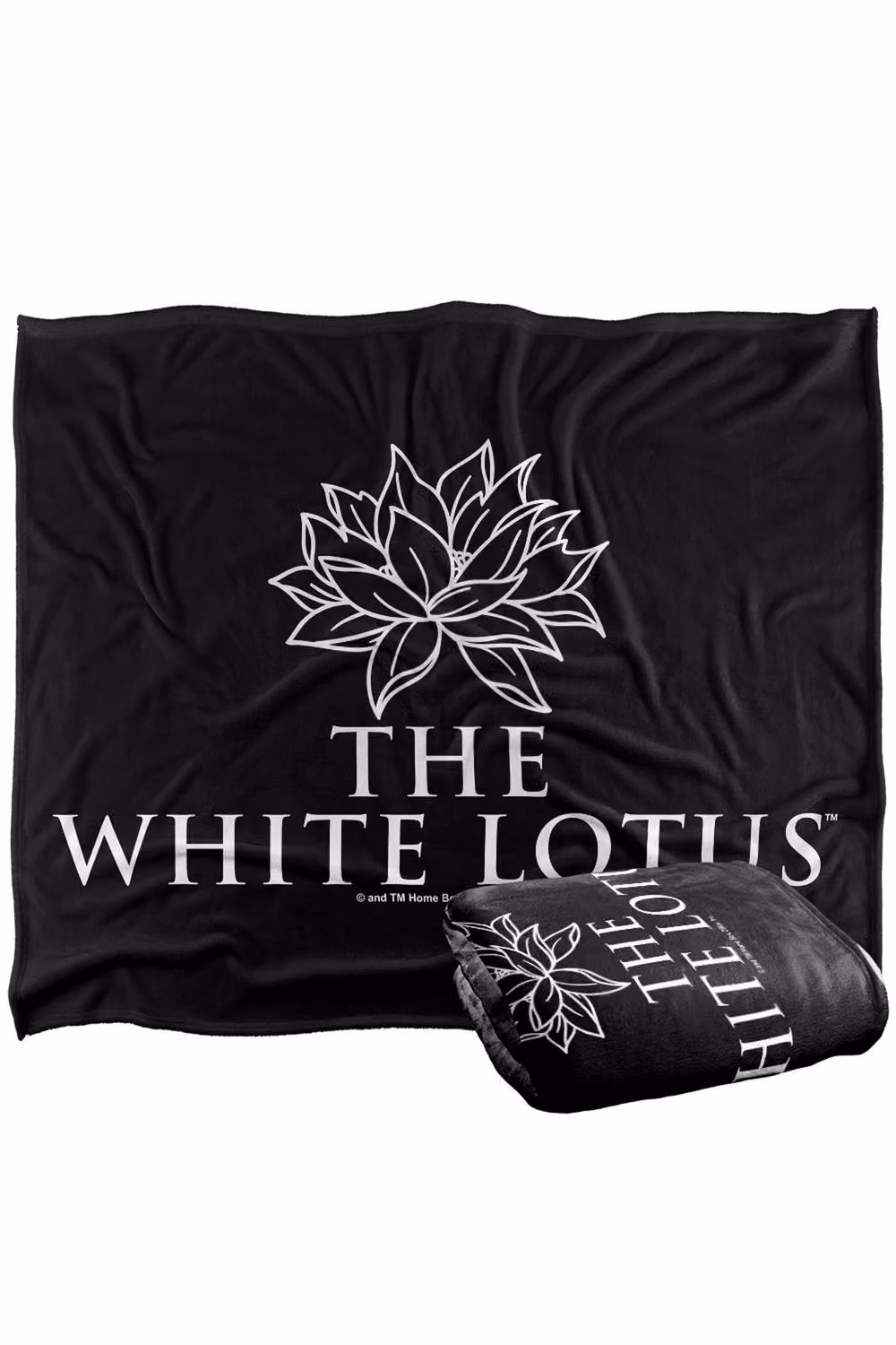 Warner Bros. The White Lotus Stacked Logo Darks Silky Touch Super Soft Fluffy Throw Blanket in Black and Multicolour, Large – 2