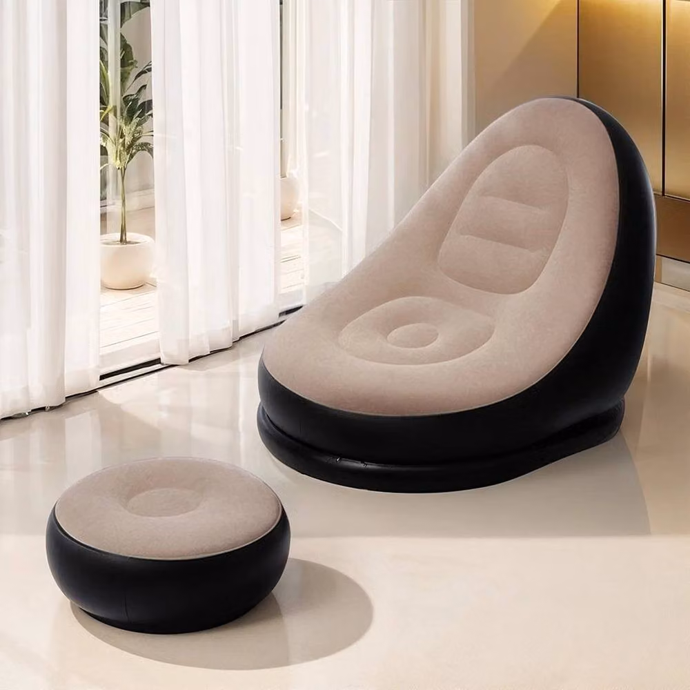 SPETLEK Inflatable Air Lounge Sofa and Ottoman Gaming Chair in Brown and Black, W/D/H: 116.0 x 82.0 x 78.0 cm – 4