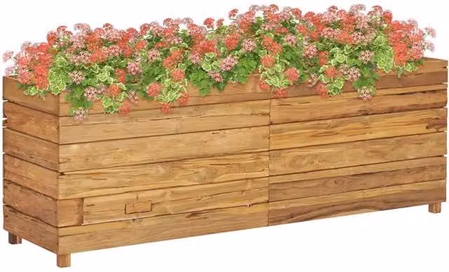 Berkfield Home Raised Bed in Brown Solid Wood and Steel, W/D/H: 150 x 40 x 55 cm – 1