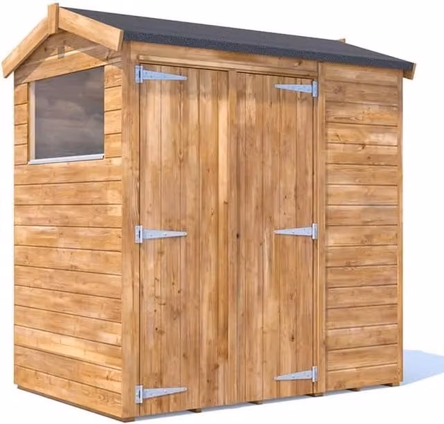 Dunster House Wooden Apex Roof Shed with Window in Brown