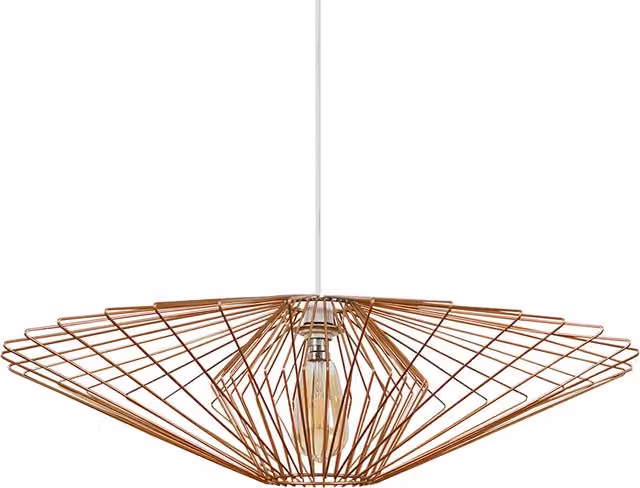 ValueLights Modern Geometric Copper Wire Basket Cage Ceiling Pendant Light Shade in Copper and Brown