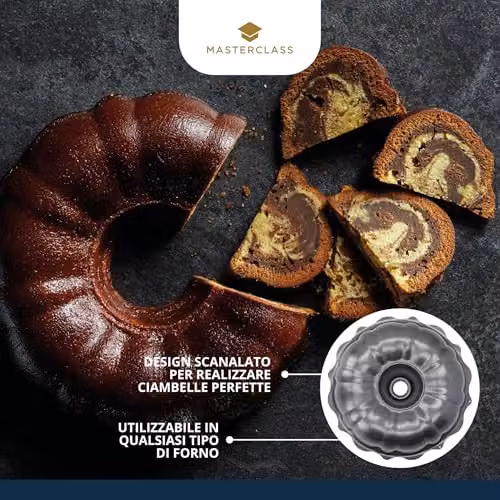 MasterClass Non-Stick Carbon Steel Bundt Tin, Grey, Diameter: 27 cm – 6