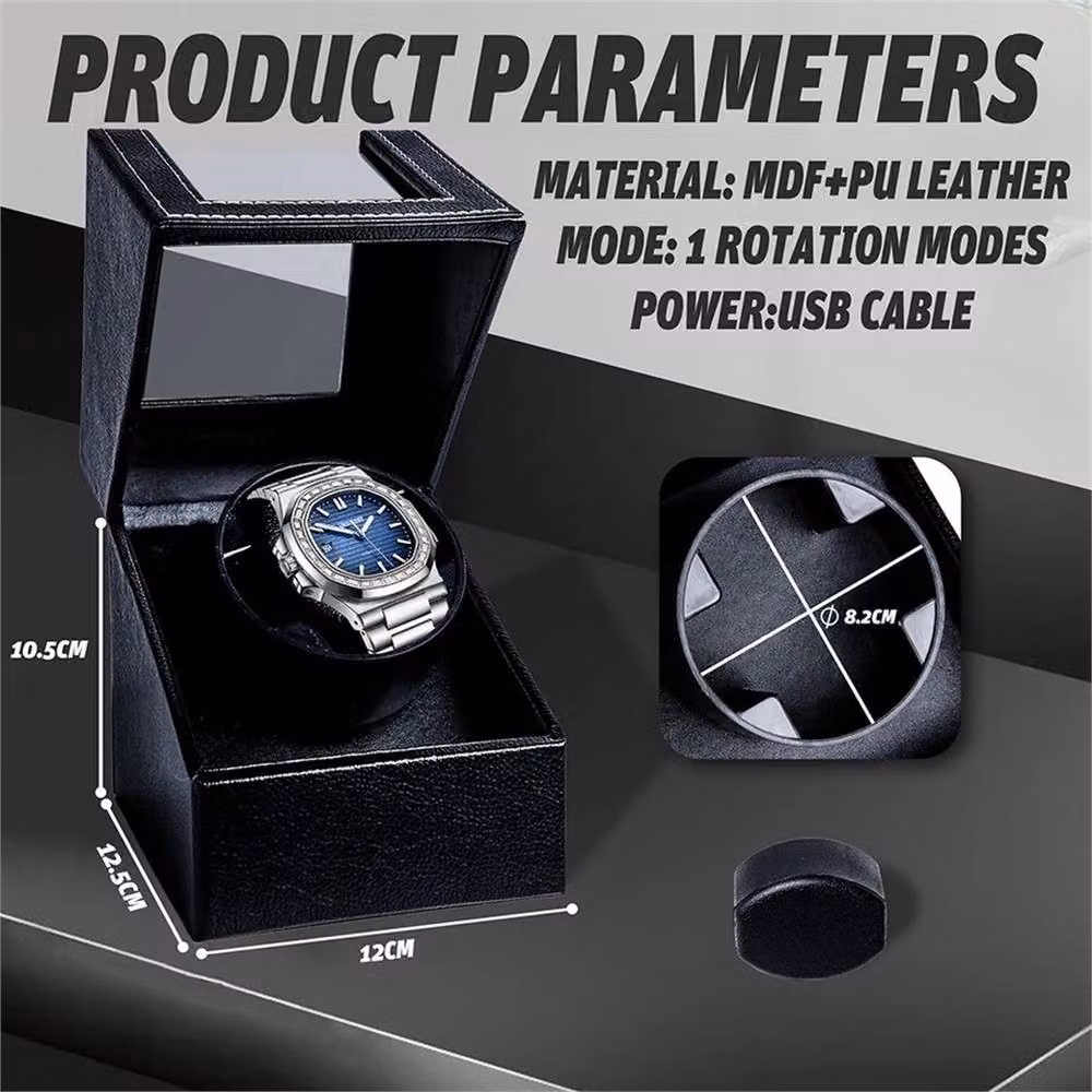 SPETLEK Single Watch Display Case in Black with Rotation Modes – 3