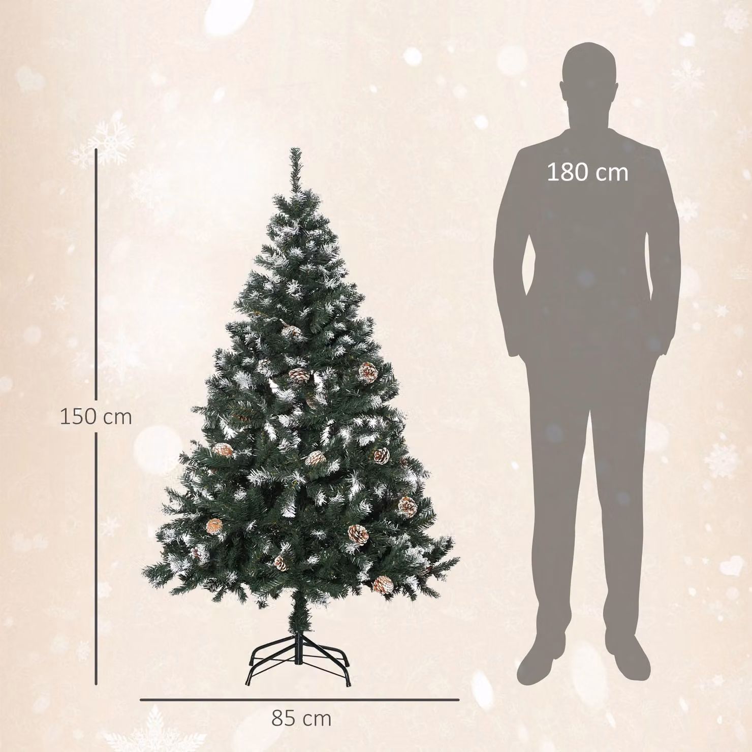 HOMCOM 5ft Green Artificial Christmas Tree – 3