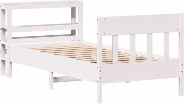 Berkfield Home Small Single Solid Wood Decorative Bed Frame, White, W: 75 cm x L: 190 cm