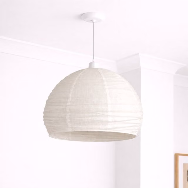 CGC Lighting Hester White Linen Large Round Open Easy Fit Hand Made Lampshade - White