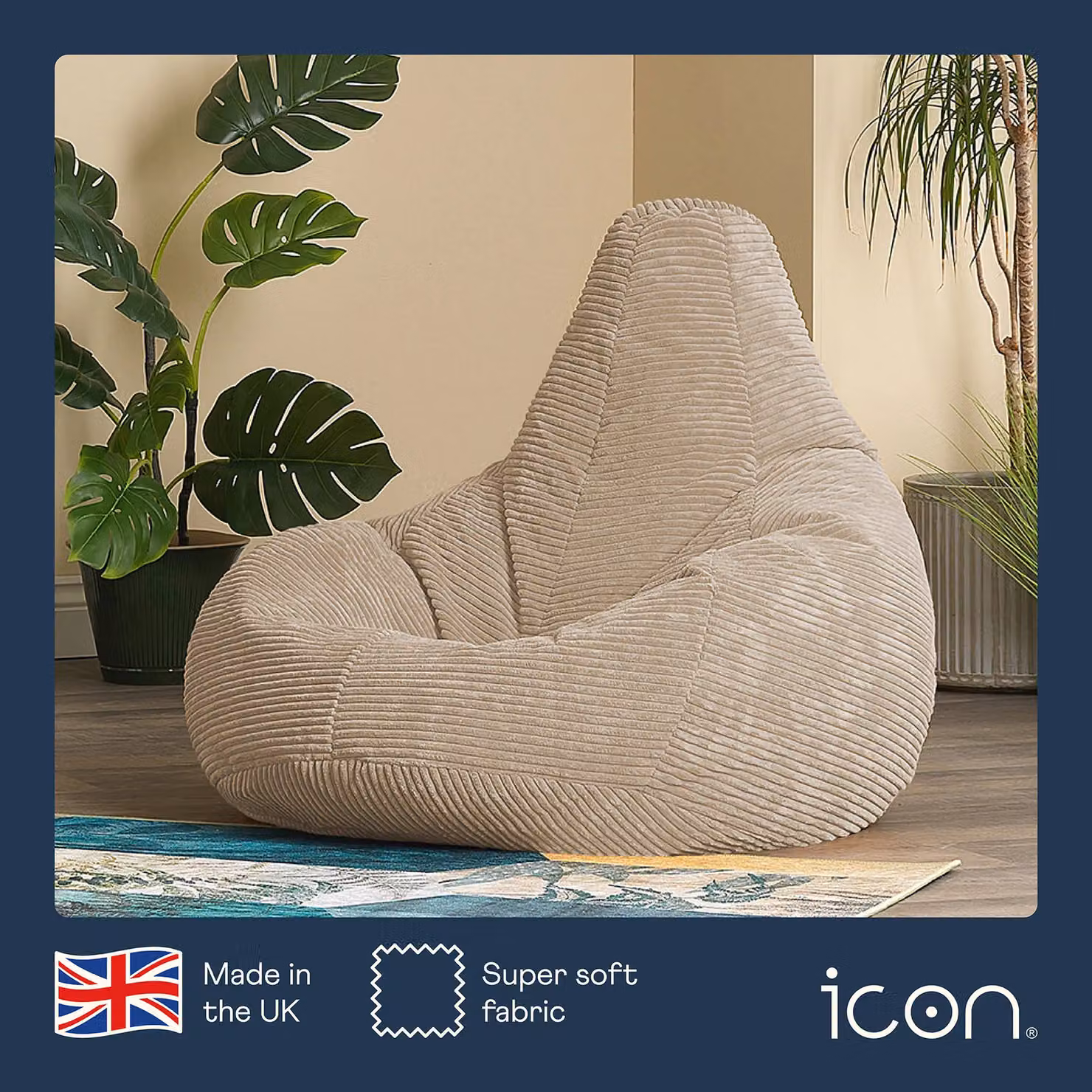 icon Dalton Cord Adult Bean Bag Chair Set of 2 in Beige with EPS Polystyrene Filling – 4