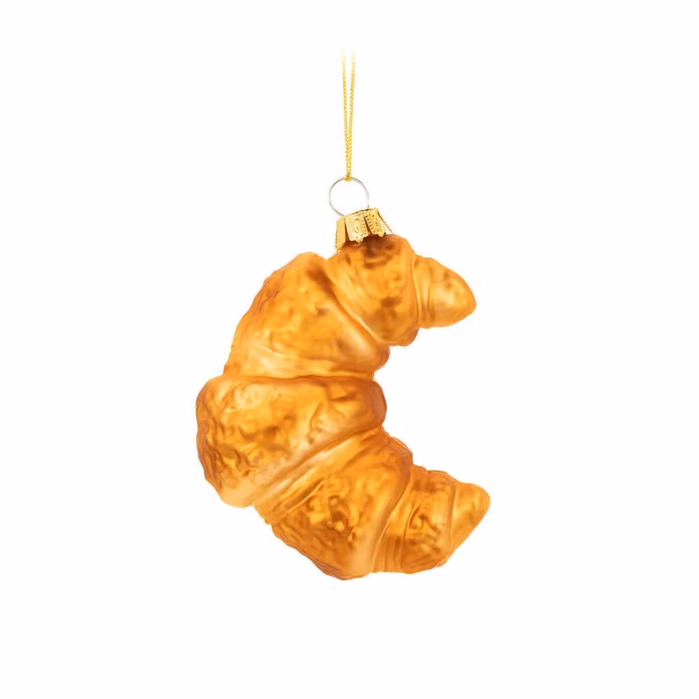 The Alphabet Gift Shop Brown Croissant Shaped Glass Christmas Bauble – 2