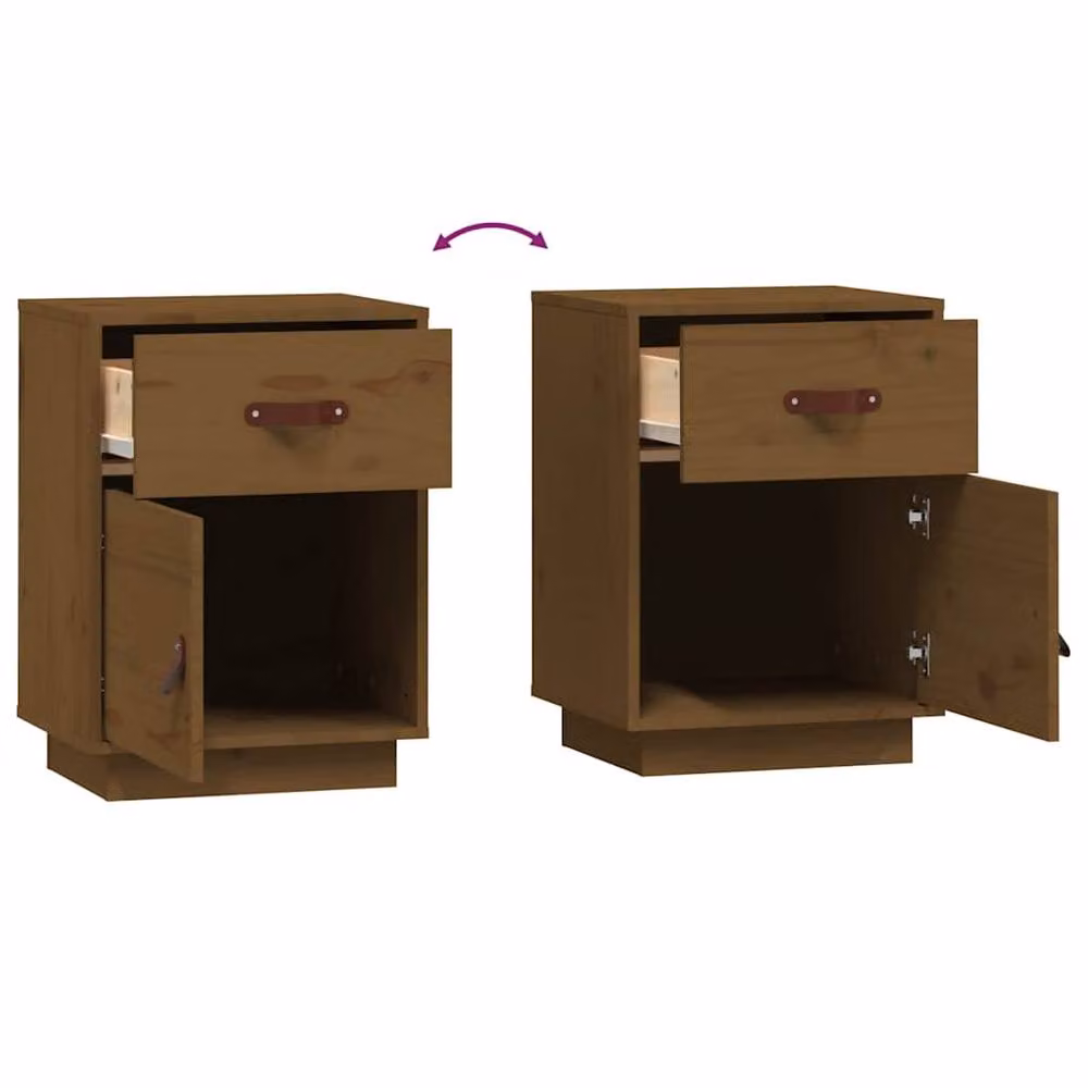 Berkfield Home Beautiful Bedside Cabinet in Honey Brown Solid Pine, W/D/H: 40 x 34 x 55 cm – 5