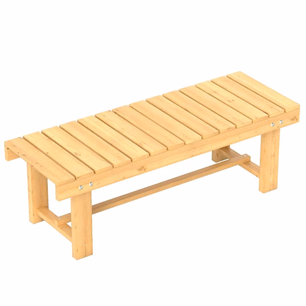 Wyld Haus Nika 2 Seater Wood Garden Bench in Natural, W: 110 cm, D: 38 cm, H: 35 cm – 2