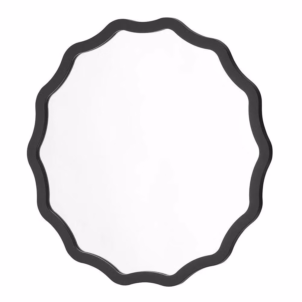 Yearn Mirrors Black Ripple Framed Circular Wall Mirror W/D/H: 60 x 60 x 1 cm – 2