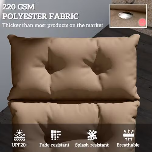 Outsunny Beige Sun Lounger Cushion with Water-Repellent and UV-Resistant Polyester Fabric, W/D/H: 190 x 56 x 10 cm – 3