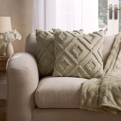 OHS Pack of 4 Ultra Soft Decorative Tufted Arch Design Square Cushion Covers in Green, W/D/H: 45 x 45 x 45 cm – 2