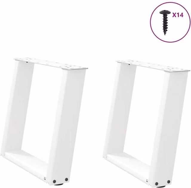Berkfield Home U-Shaped Steel Coffee Table Legs, 2 Pieces, White, H: 50 x W: 42.5-43 cm